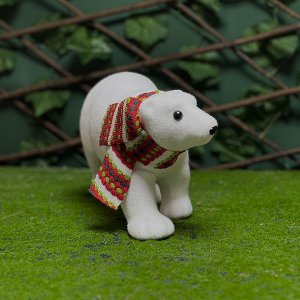 Christmas Soft Plush Polar Bear Display Figurine