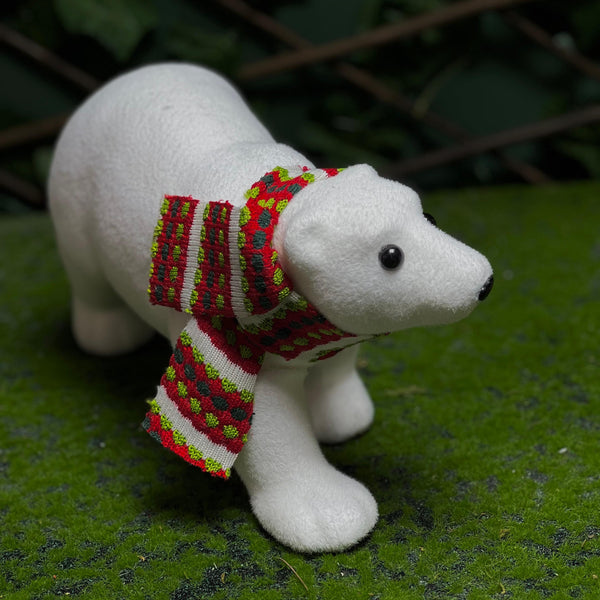 Christmas Soft Plush Polar Bear Display Figurine