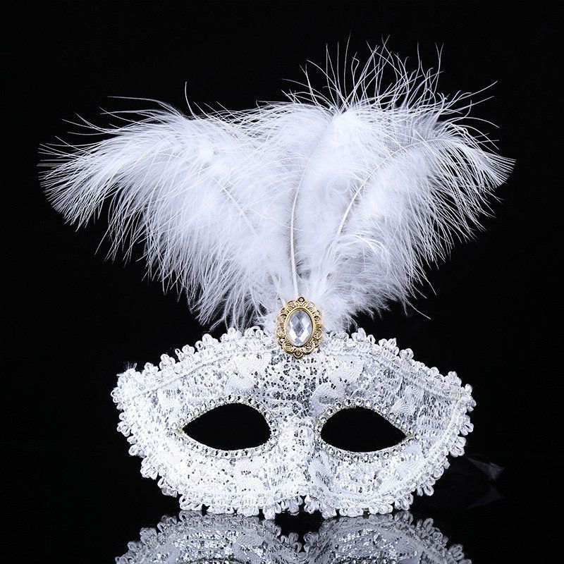 White Glitter Masquerade Mask – Party & Costume