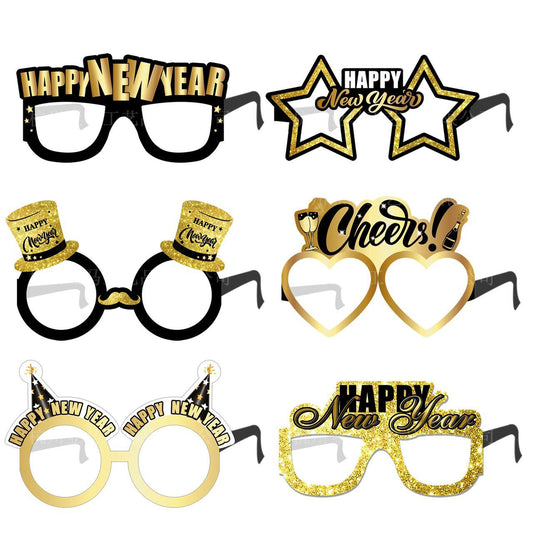 Happy New Year 2026 Gold & Black Hanging Swirl Decorations Set