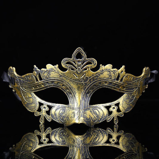 Gold Metal Masquerade Eye Mask for Elegant Party Wear