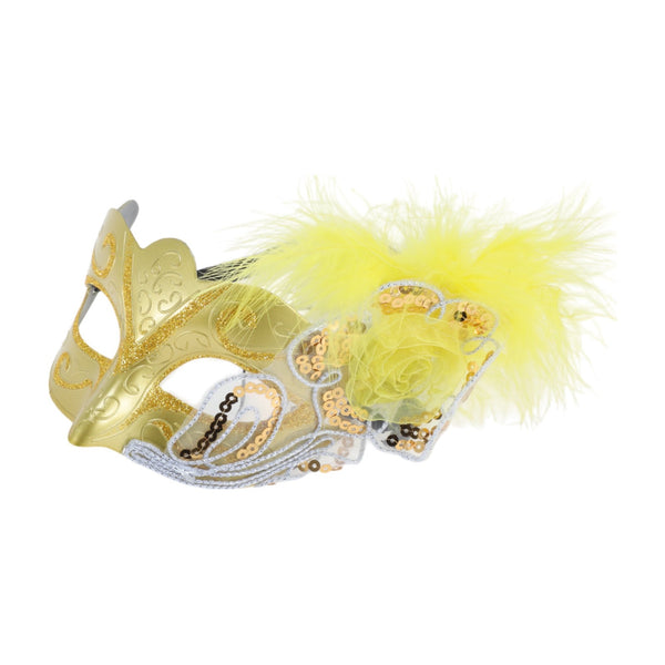 Gold Feather Masquerade Eye Mask for Parties and Events