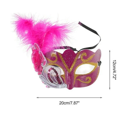 Pink Feather Masquerade Eye Mask for Parties and Events