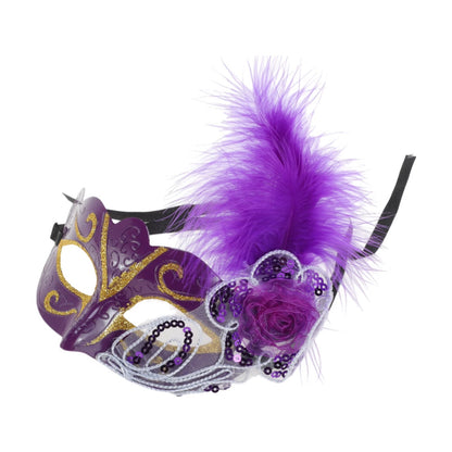 Purple Feather Masquerade Eye Mask for Parties and Events