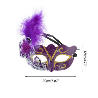 Purple Feather Masquerade Eye Mask for Parties and Events
