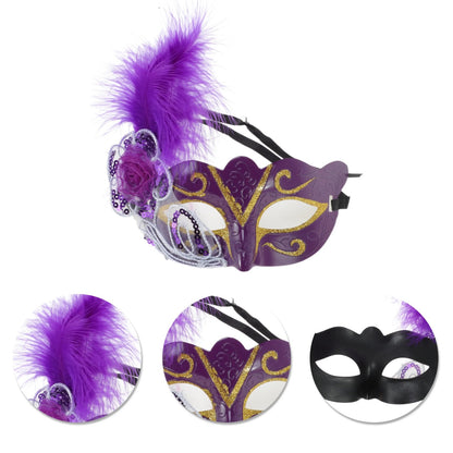 Purple Feather Masquerade Eye Mask for Parties and Events