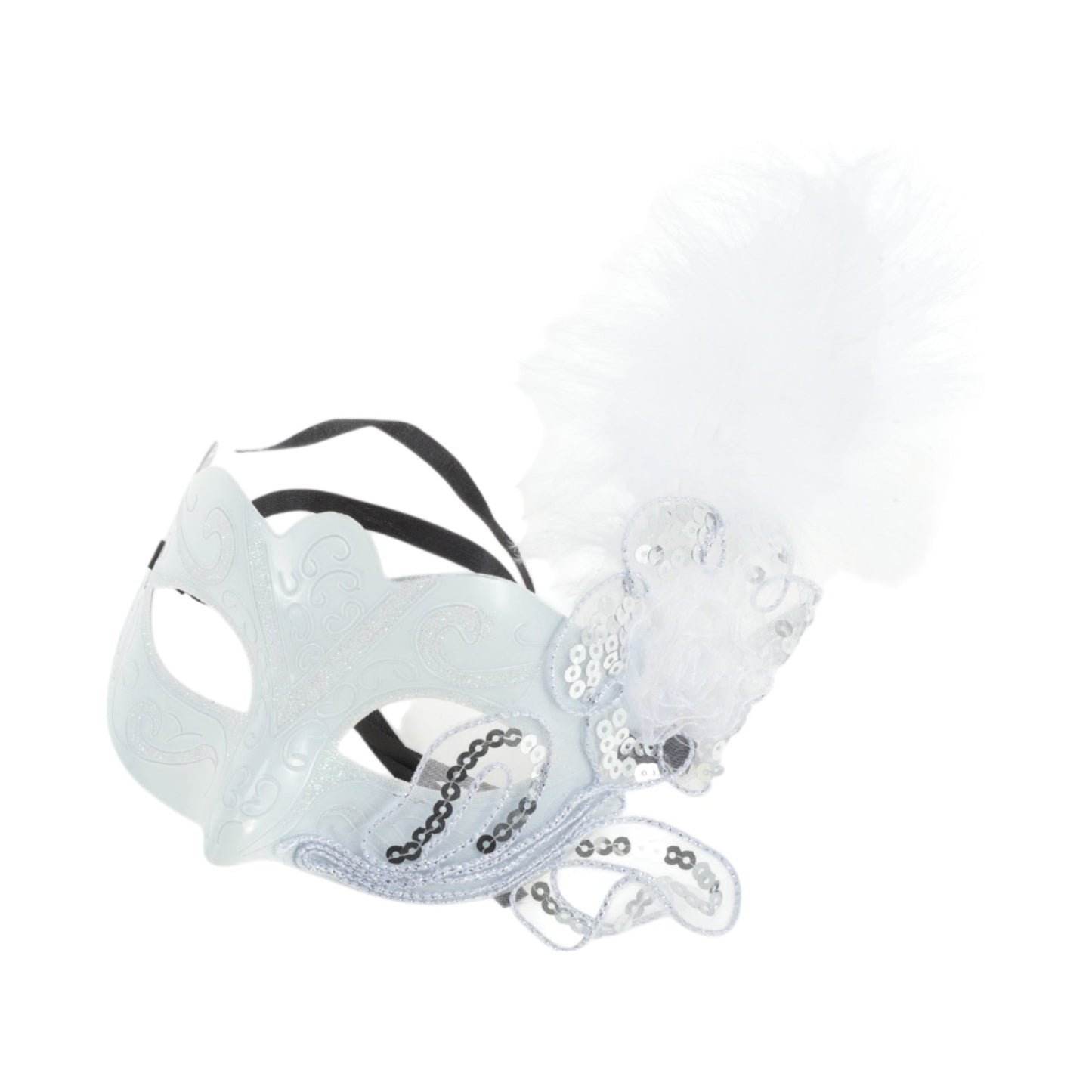 White Feather Masquerade Eye Mask for Parties and Events