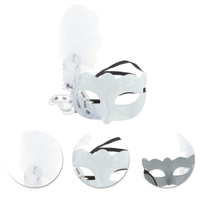 White Feather Masquerade Eye Mask for Parties and Events