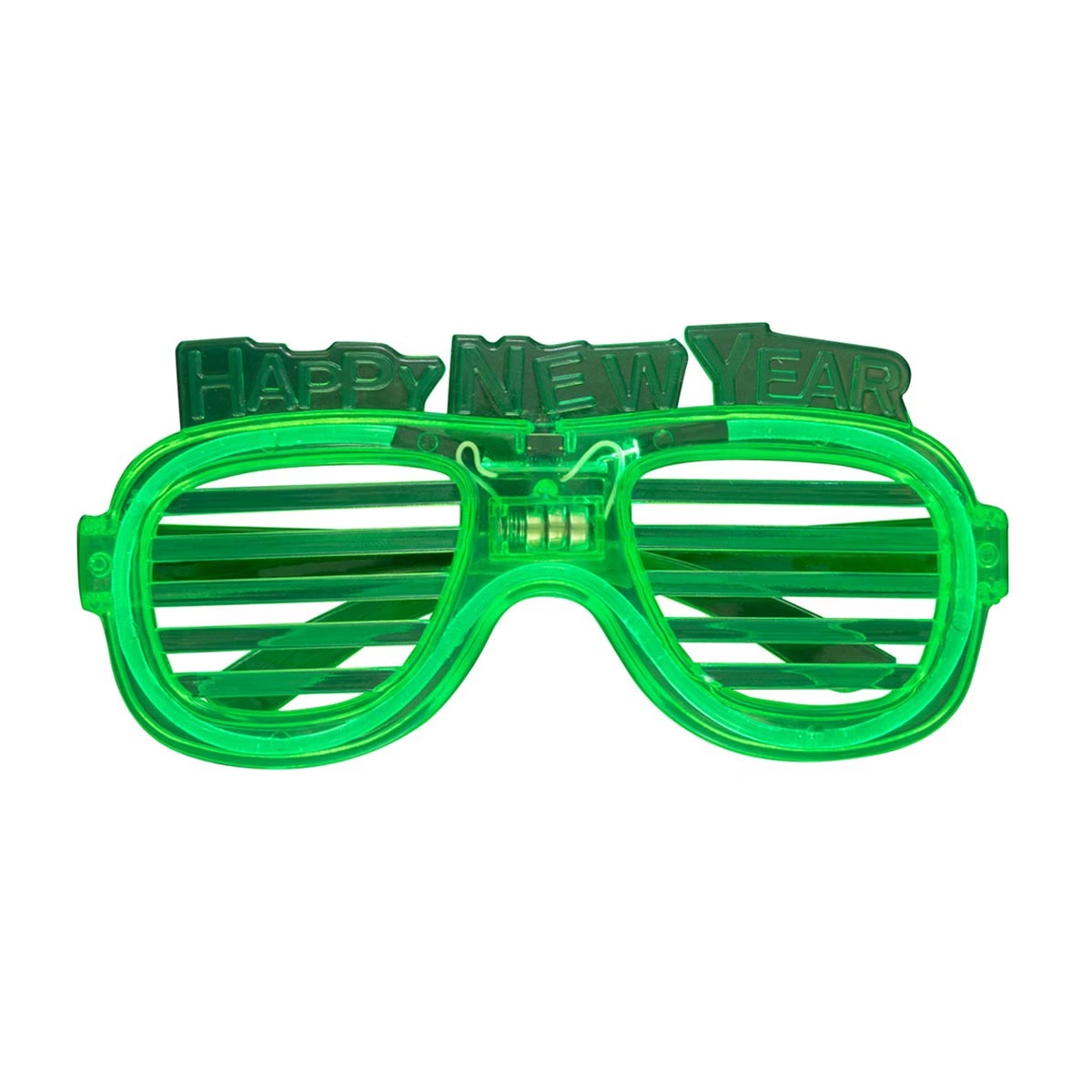 Green Happy New Year LED Light Up Slotted Glasses