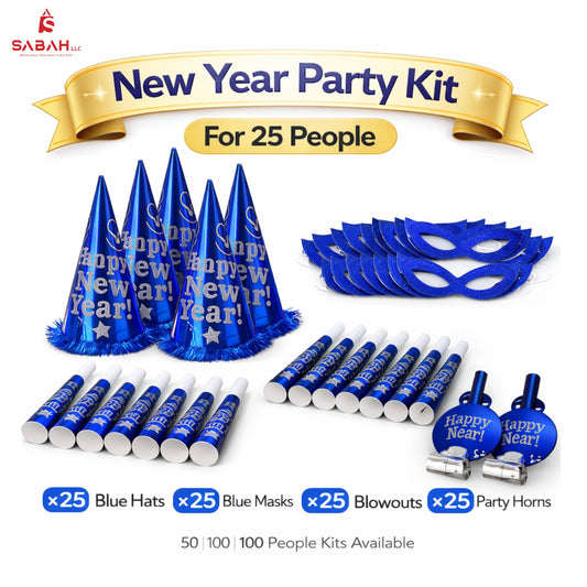 New Year Celebration Party Kit Blue for 25 People