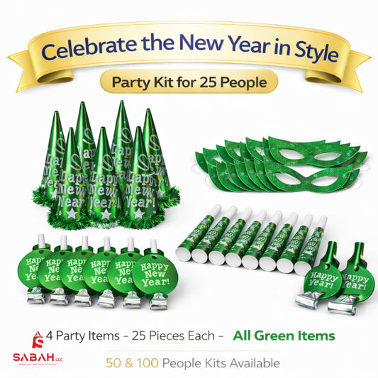 New Year Celebration Party Kit Green for 25 People