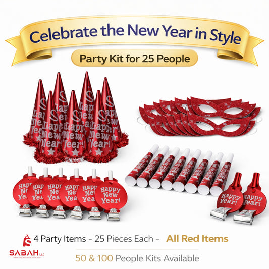New Year Celebration Party Kit Red for 25 People