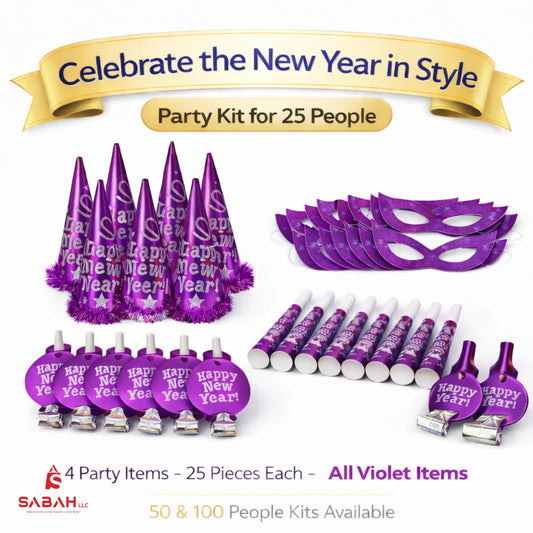 New Year Celebration Party Kit Violet for 25 People