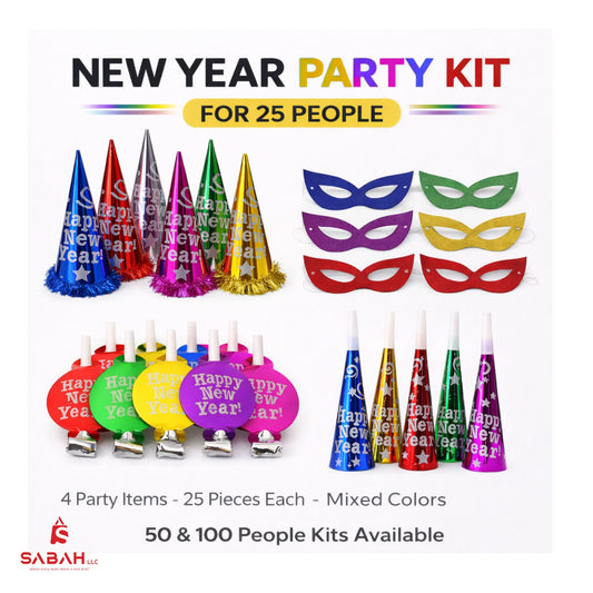 New Year Celebration Party Kit Mixed Colors for 25 People