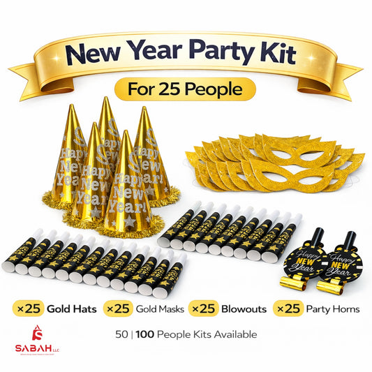 New Year Celebration Party Kit Gold for 25 People