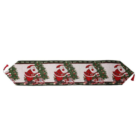 Santa Claus and Christmas Tree Fabric Table Runner