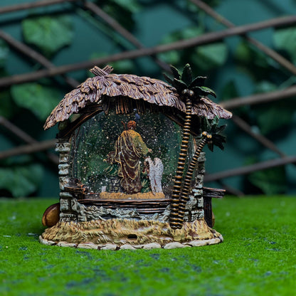 Snow globe with LED-lit nativity scene, "Holy Night" melody, Christmas decoration
