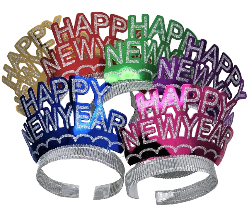 Happy New Year Glitter Headband – Pack of 6 Colors