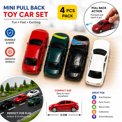 Mini Pull Back Toy Car Set for Kids – Small Plastic Racing Cars, 5 cm Mini Vehicle Toys,