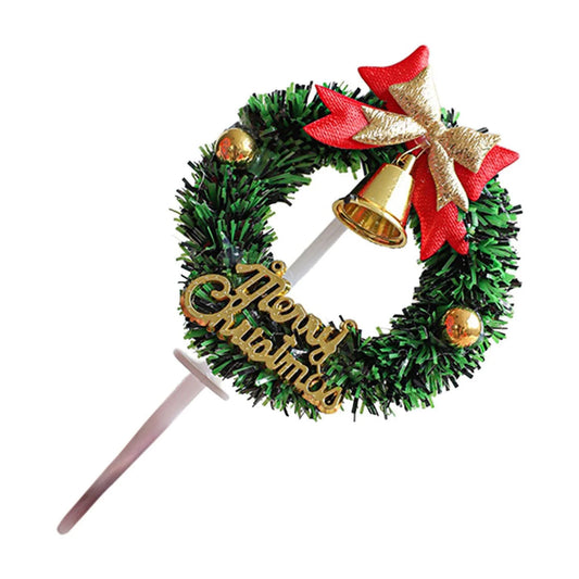Merry Christmas Wreath Cake Topper Set -10 Pcs