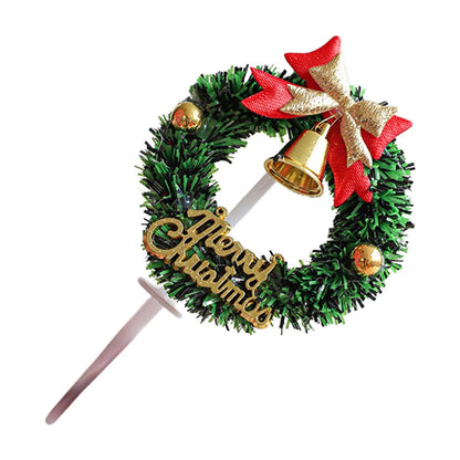 Merry Christmas Wreath Cake Topper Set -10 Pcs