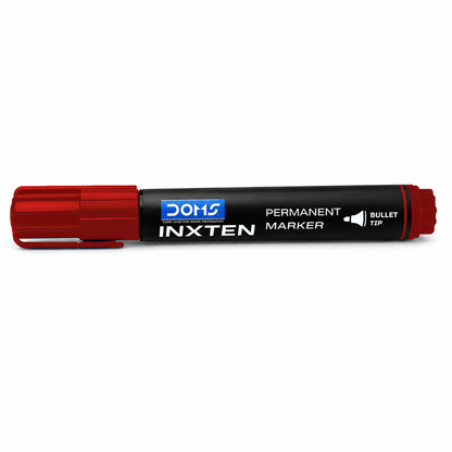 Product Title: DOMS Inxten Permanent Marker – Bullet & Chisel Tip, Blue Black Red, Single or Box of 12