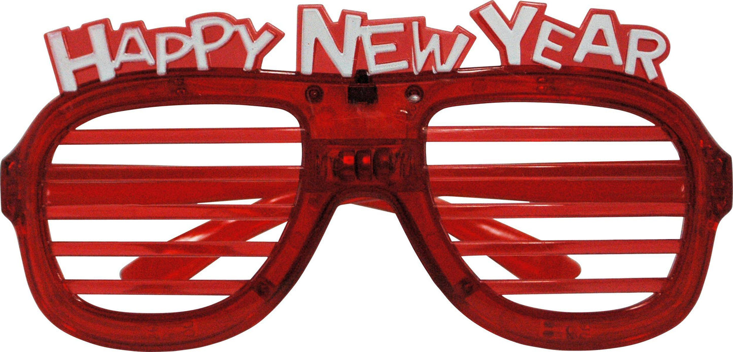 Red LED Happy New Year Light Up Party Glasses