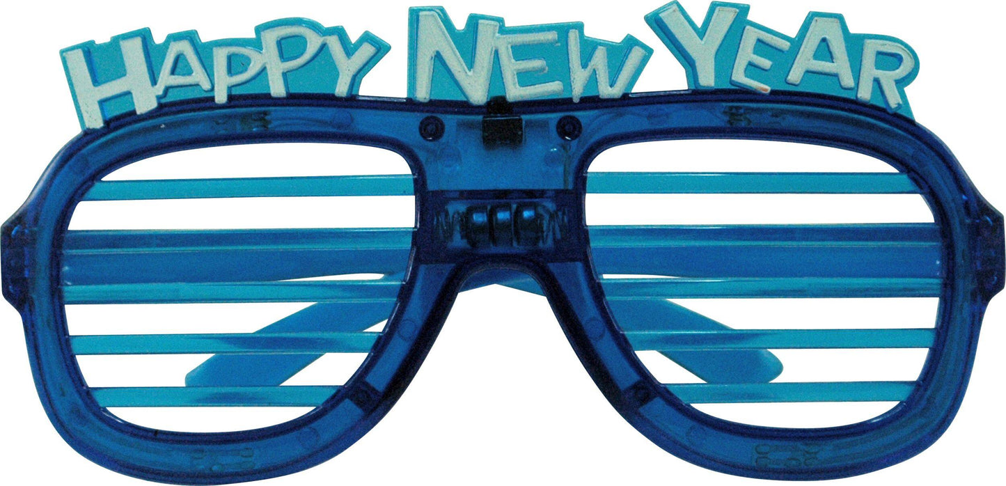 Blue LED Happy New Year Light Up Party Glasses