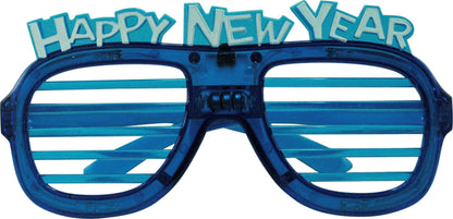 Blue LED Happy New Year Light Up Party Glasses