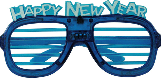 Blue LED Happy New Year Light Up Party Glasses
