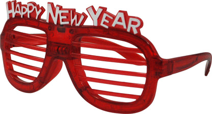 Red LED Happy New Year Light Up Party Glasses