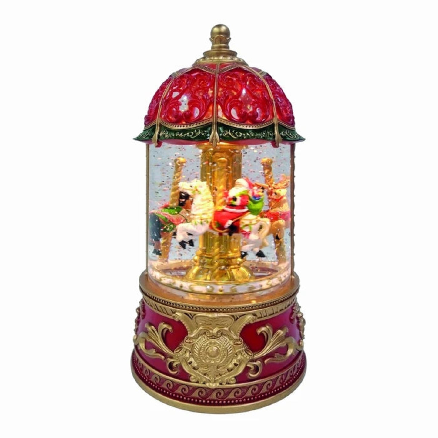 Fashionable Christmas Carousel Snow Globe Lantern Music Box with LED light