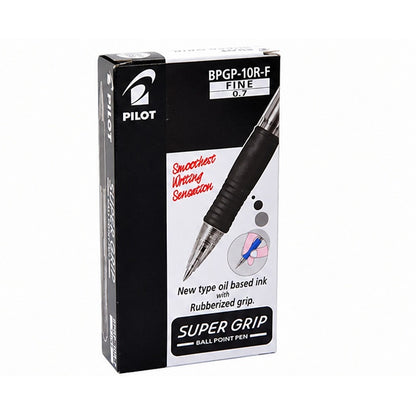 Pilot Super Grip Ball Point Pen 0.7 mm – Black Blue Red Green, Single or Box of 12