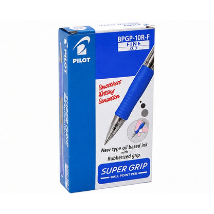 Pilot Super Grip Ball Point Pen 0.7 mm – Black Blue Red Green, Single or Box of 12