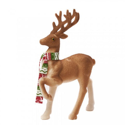 30cm Brown Standing Deer with Fur and Legs Up Christmas Decoration