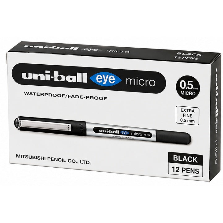 Uni-ball Eye Micro Roller Ball Pen 0.5 mm – Black Blue Red Green, Single Piece or Box of 12